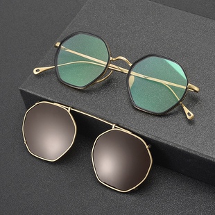 万年龟同款近视眼镜太阳镜夹片两用手工可拆卸防紫外线偏光太阳镜