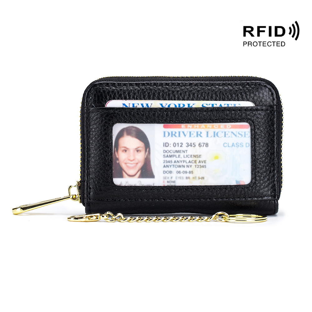 亚马逊爆款卡包rfid 风琴拉链银行卡包钥匙包真皮 多功能卡包