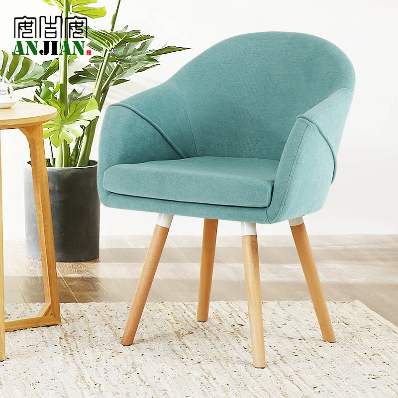 安吉安电脑椅实木布椅透气拆洗办公椅家用餐厅酒店奶茶店休闲椅