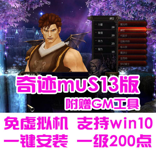 奇迹MU单机S13梦幻骑士版 4转大师4D翅膀觉醒套装无限连击  送GM