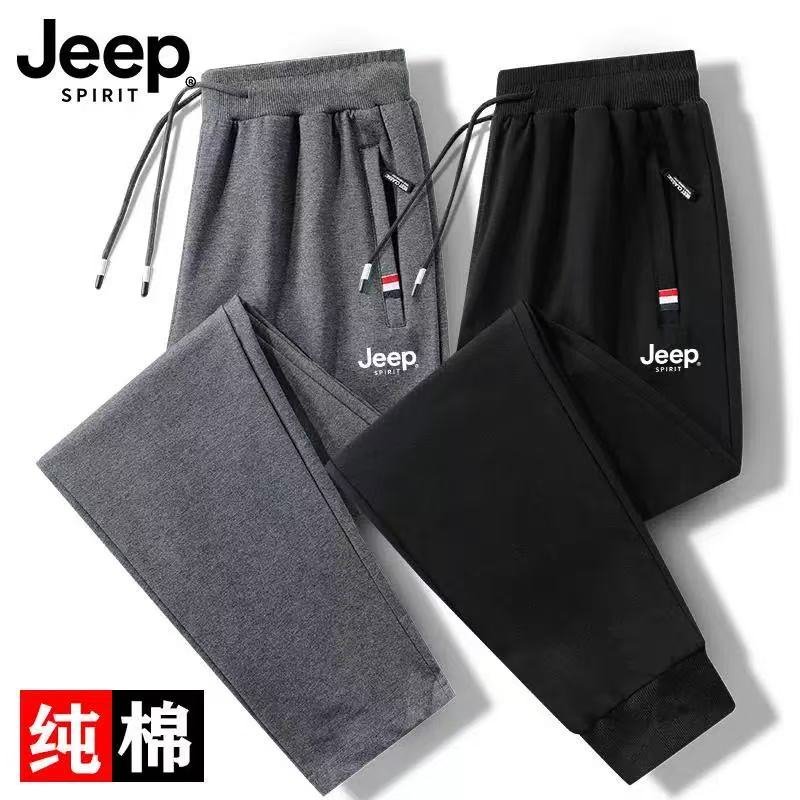 JEEP吉普纯棉男士裤子2025新款春秋季直筒卫裤宽松大码男款运动裤
