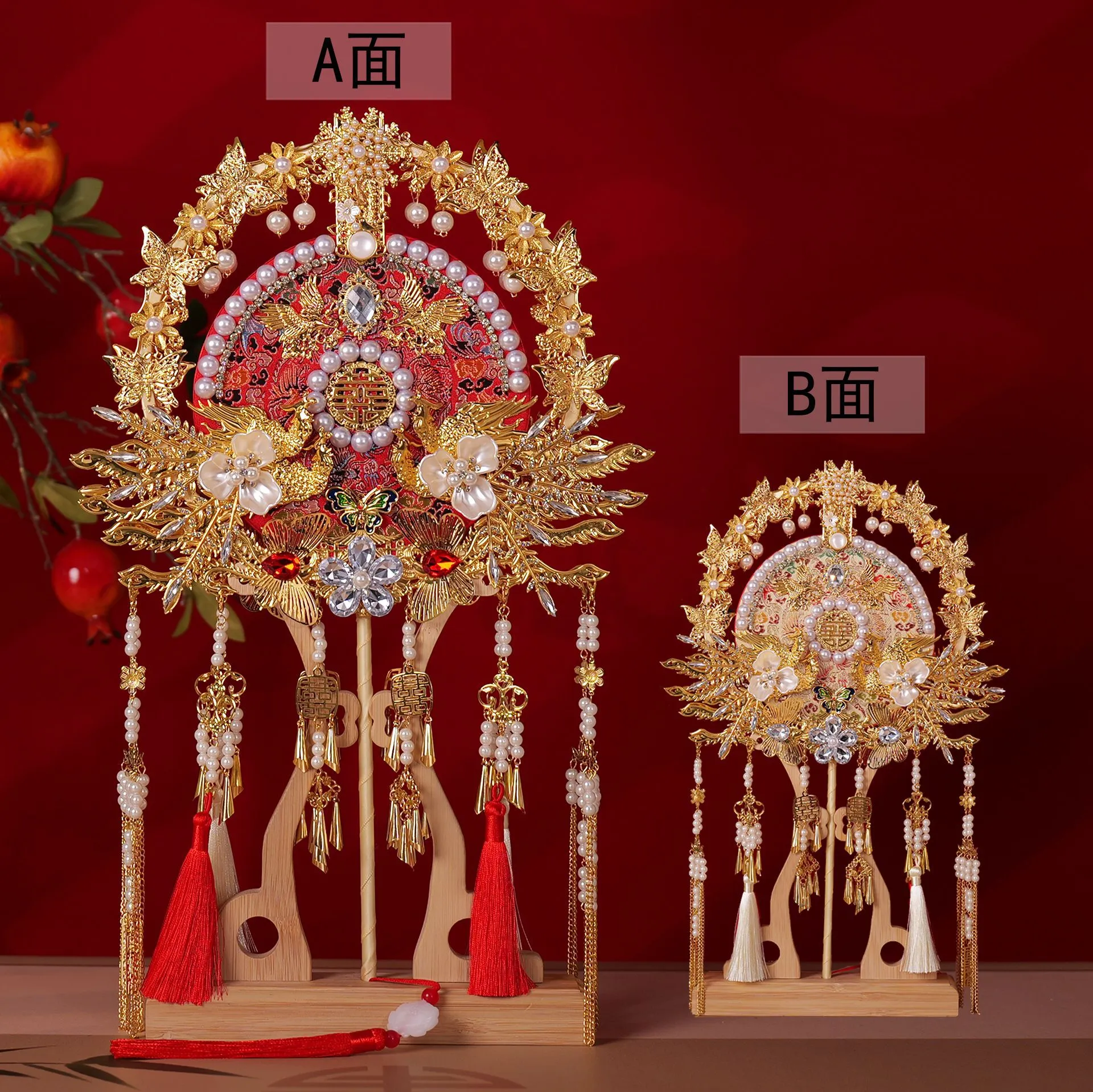 送闺蜜结婚礼物豪华新娘团扇双色双面中式出门遮面喜扇成品材料包,居家日用,扇子,淘宝优惠券,粉丝福利购,淘宝优惠卷