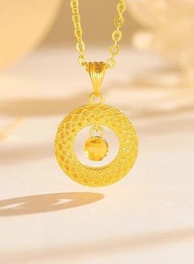 传统中式祥瑞风花丝平安扣吊坠项链精巧花丝编织平安扣