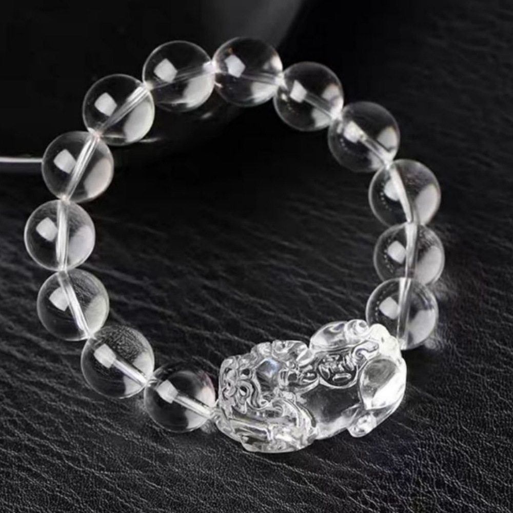 14mm白水晶貔貅手串高透材质耐磨日常潮流配饰2025蛇年夏季新款