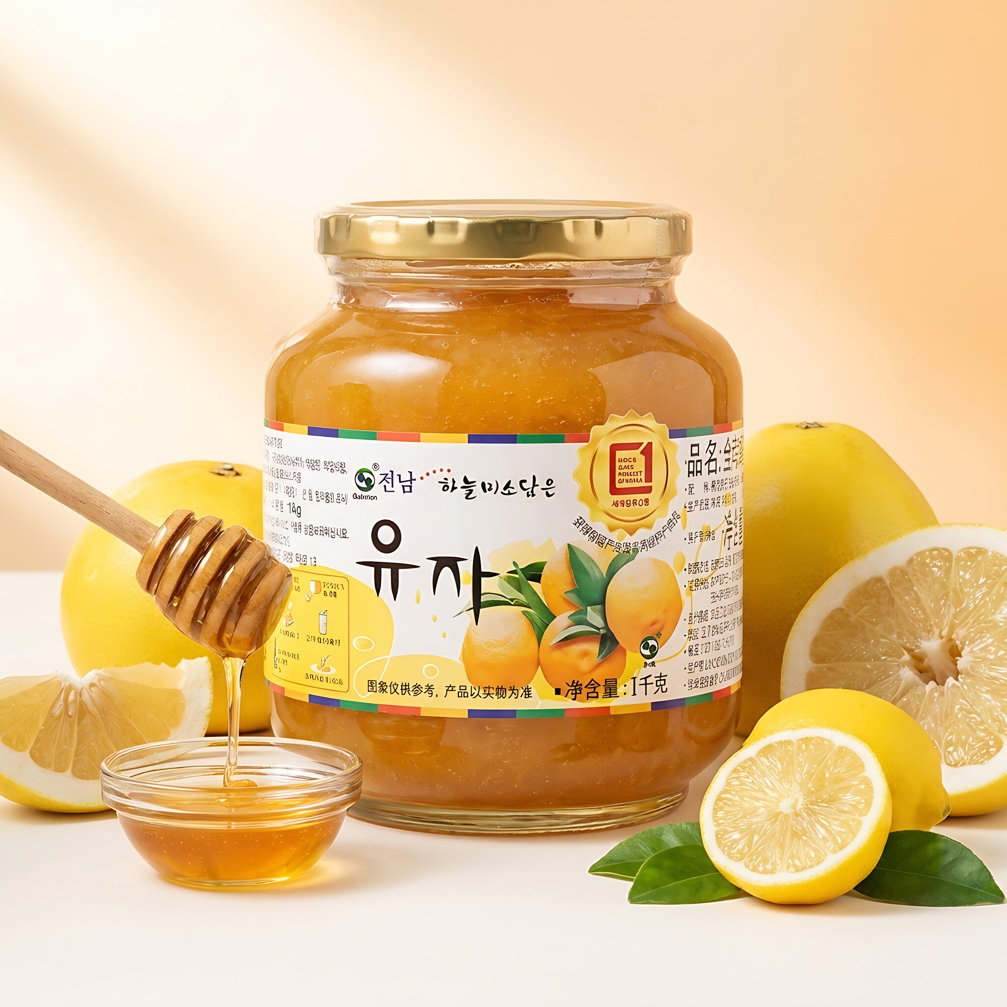 全南蜂蜜柚子饮品1kg韩国原装进口蜂蜜柚子茶 果肉丰富泡水喝果酱