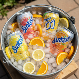 香港版新奇士汽水饮料330ml罐装oj橙汁葡萄柚柠檬味果味碳酸汽水