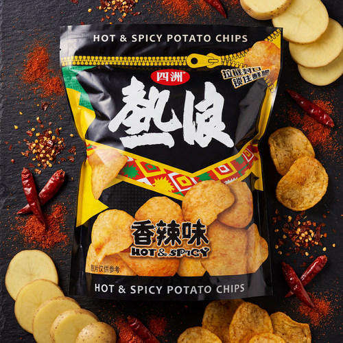 四洲热浪香辣味薯片260g超大包原切马铃薯片家庭聚餐休闲零食