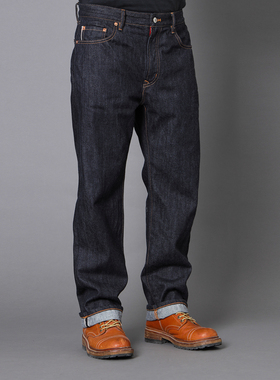 实年服工SN229质感赤耳红边原牛牛仔裤合体直筒阿美咔叽长裤男潮