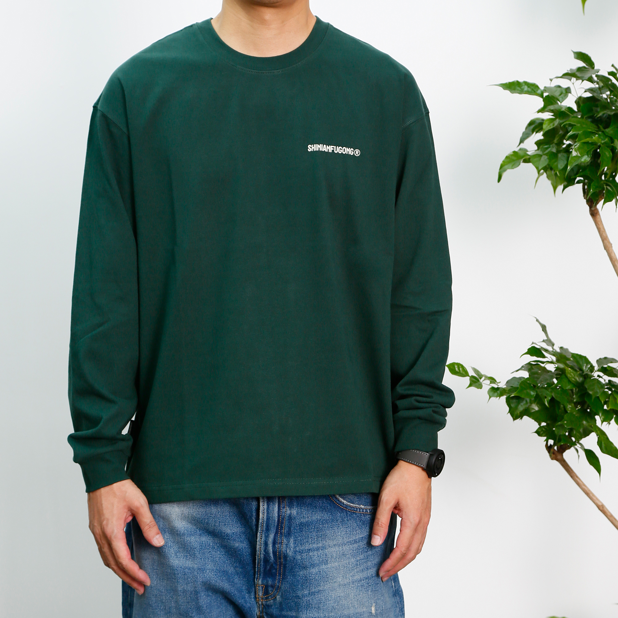 长袖t恤男纯色全棉卫衣