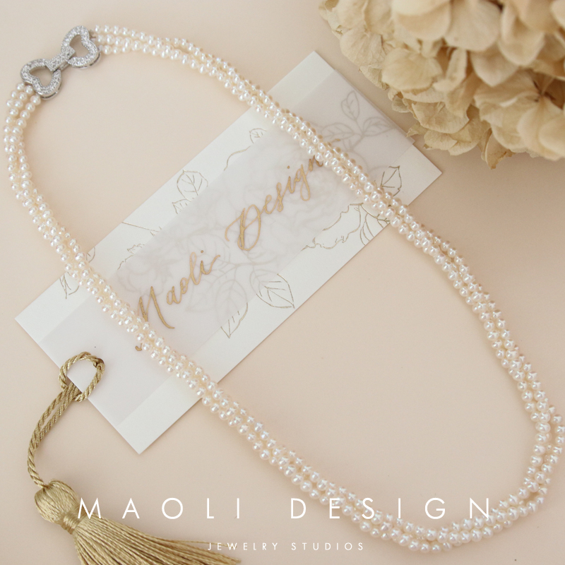 maoli /原创手工编织麻花珍珠素链 小众复古925纯银锁骨链项链