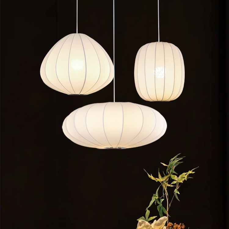 侘寂风吊灯日式餐厅灯禅意灯具卧室书房服装店会客厅白色布艺灯笼,家装灯饰光源,餐厅吊灯,淘宝优惠券,粉丝福利购,淘宝优惠卷