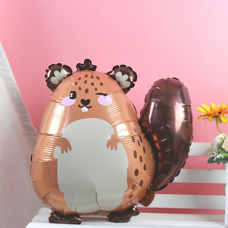 韩国可爱卡通主题眼镜狗小海狸气球儿童生日派对场景装饰品拍照