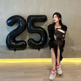 ins韩系网红儿童生日派对数字气球40寸装饰场景布置女孩拍照道具