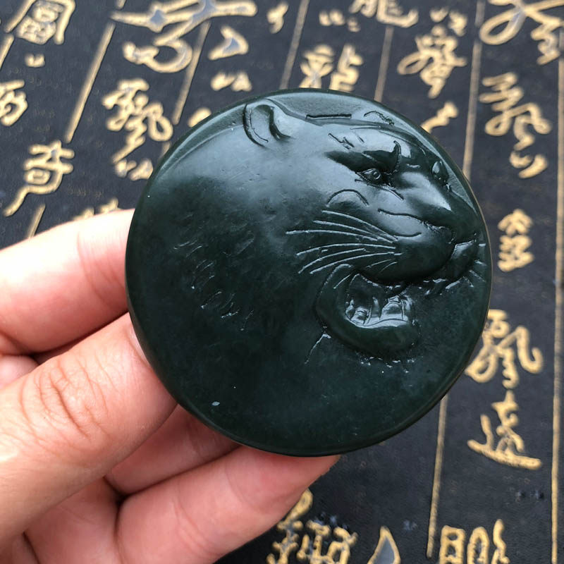 男士虎头皮带扣天然和田玉生肖虎头腰扣青玉玉扣证书