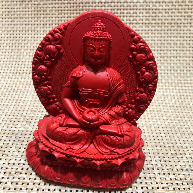 台湾天然朱砂摆件供奉宝盆玉佛观音摆件送证书
