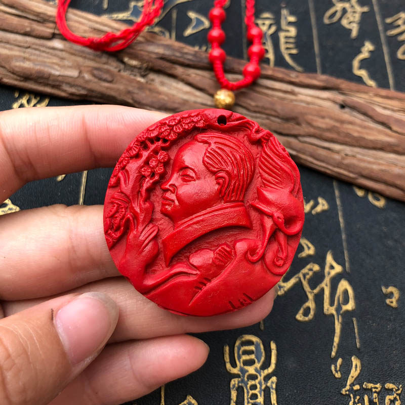 朱砂帝王红毛主席玉佩挂件吊坠