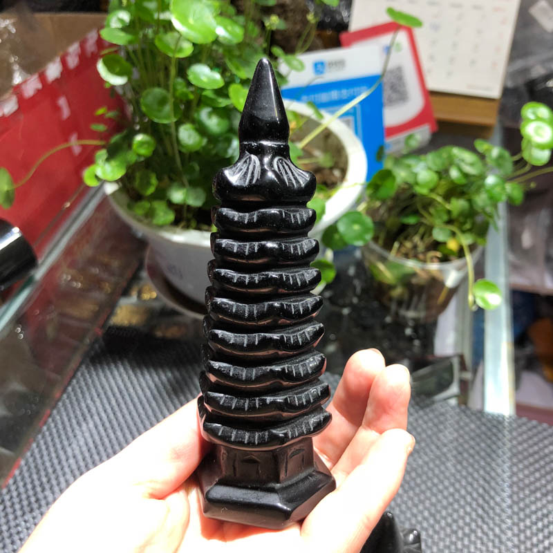 黑曜石文昌塔旺事业摆件送证书