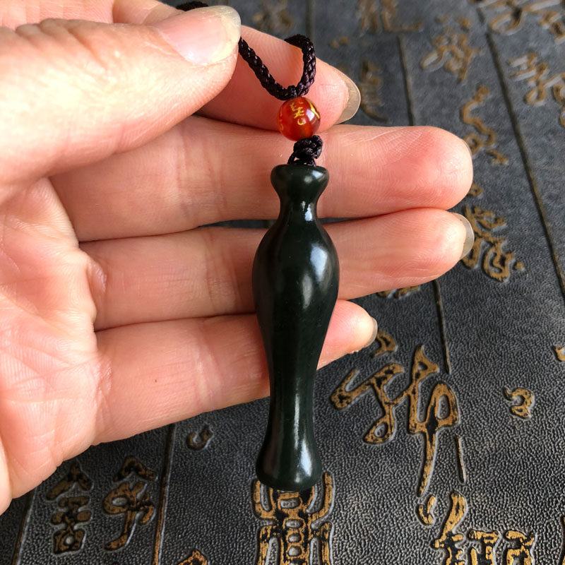 天然和田玉宝玉瓶挂件平平安安钥匙扣本命年男女观音玉瓶吊坠项链