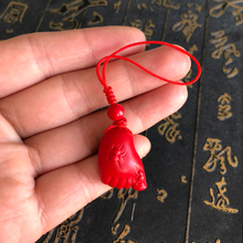手机挂链朱砂吊坠帝王红知足常乐包包链本命年男女玉坠送证书