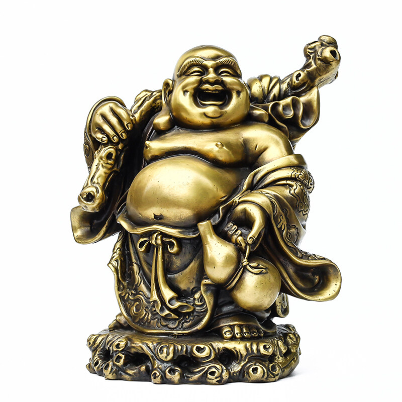 纯铜布袋佛摆件供奉金钱站佛装饰摆件送证书
