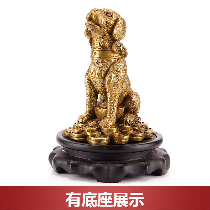 纯铜金犬镇宝摆件金狗群宝工艺品摆件送证书