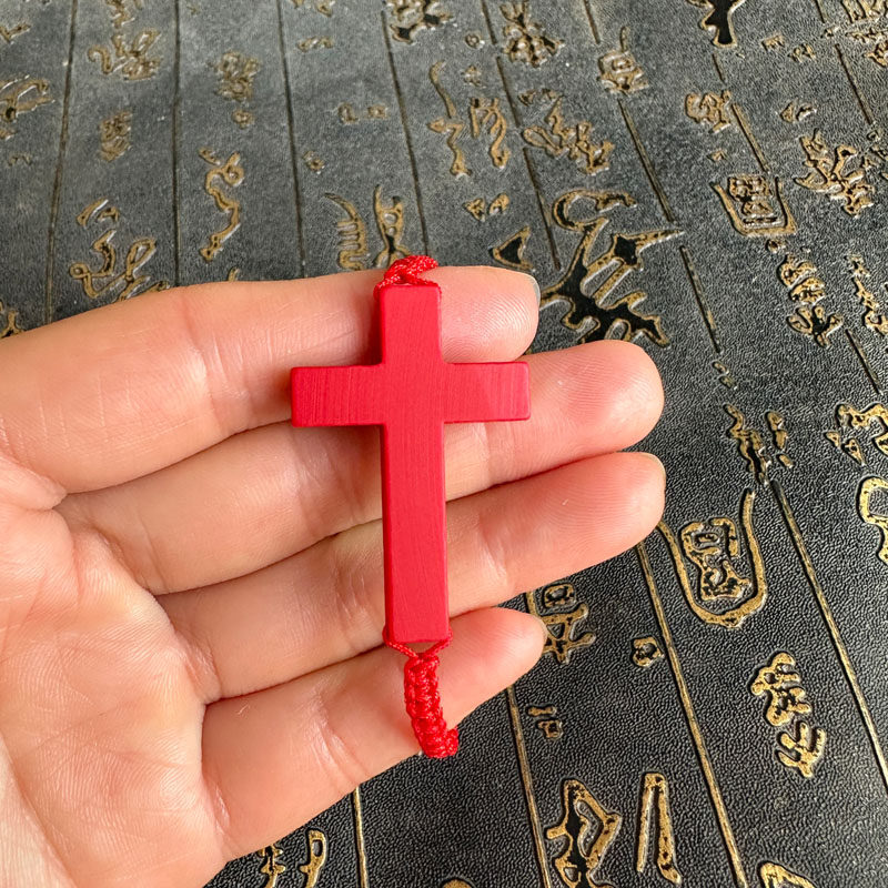 豁达客男女朱砂十字架手链红绳