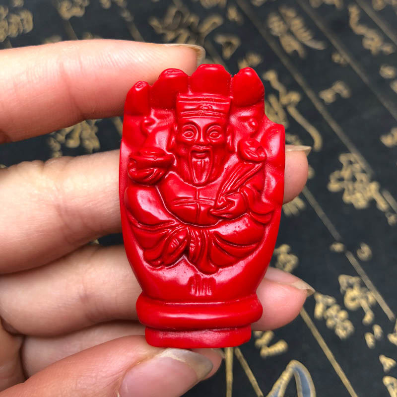 伸手来财钥匙扣台湾朱砂帝王红打麻将神器男女项链吊坠送证书