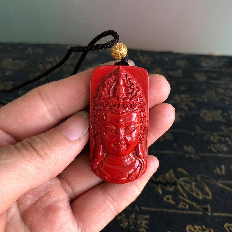观音菩萨高含量帝王红证书吊坠