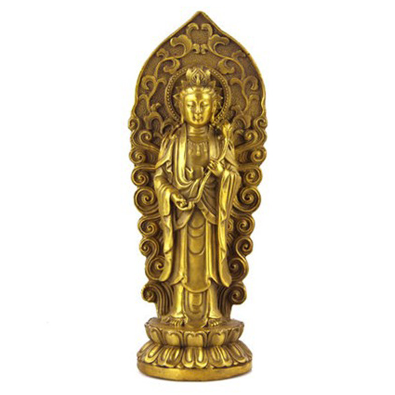 纯铜供奉观音菩萨摆件西方三圣摆件送证书