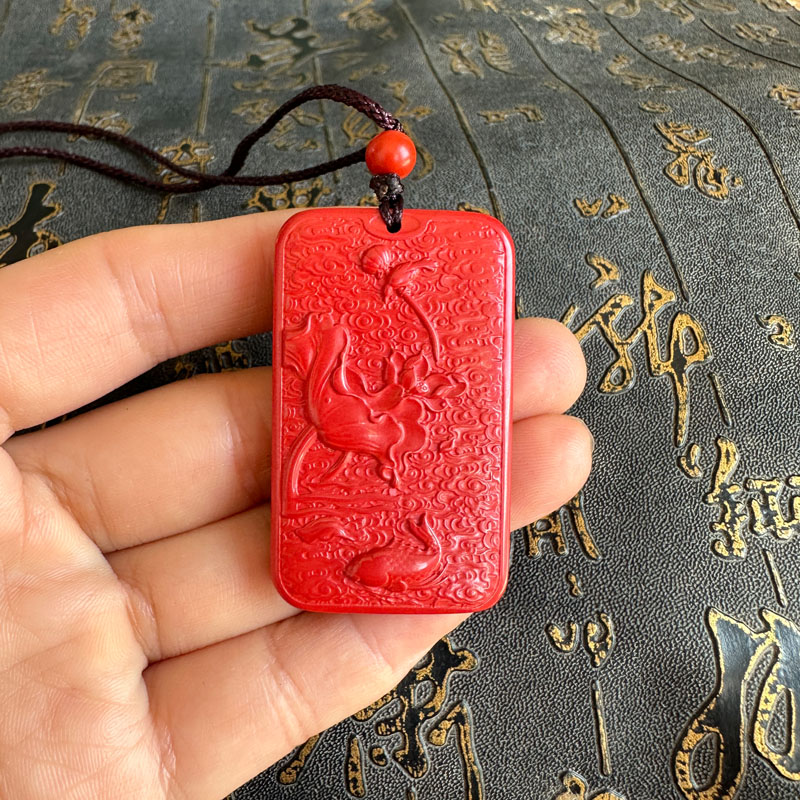 豁达客男女朱砂荷花鲤鱼挂件项链