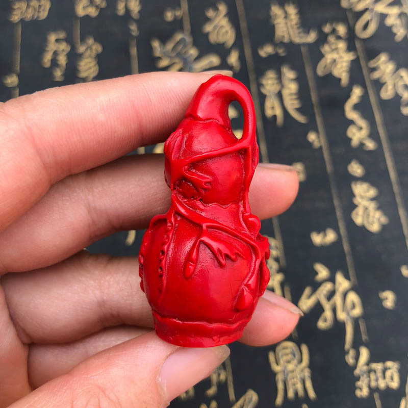 葫芦挂件天然朱砂帝王红葫芦手把件转运护身男女项链送证书