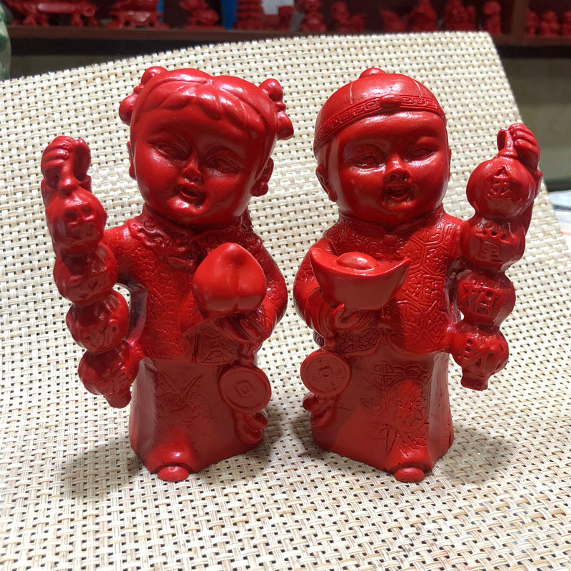 台湾天然朱砂金童玉女迎春摆件家居装饰送证书,饰品/流行首饰/时尚饰品新,摆件,淘宝优惠券,粉丝福利购,淘宝优惠卷