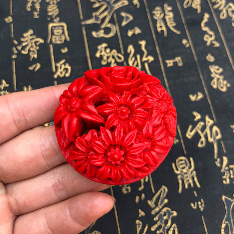 朱砂挂件台湾朱砂五朵金花男女项链玉佩转运护身吊坠送证书