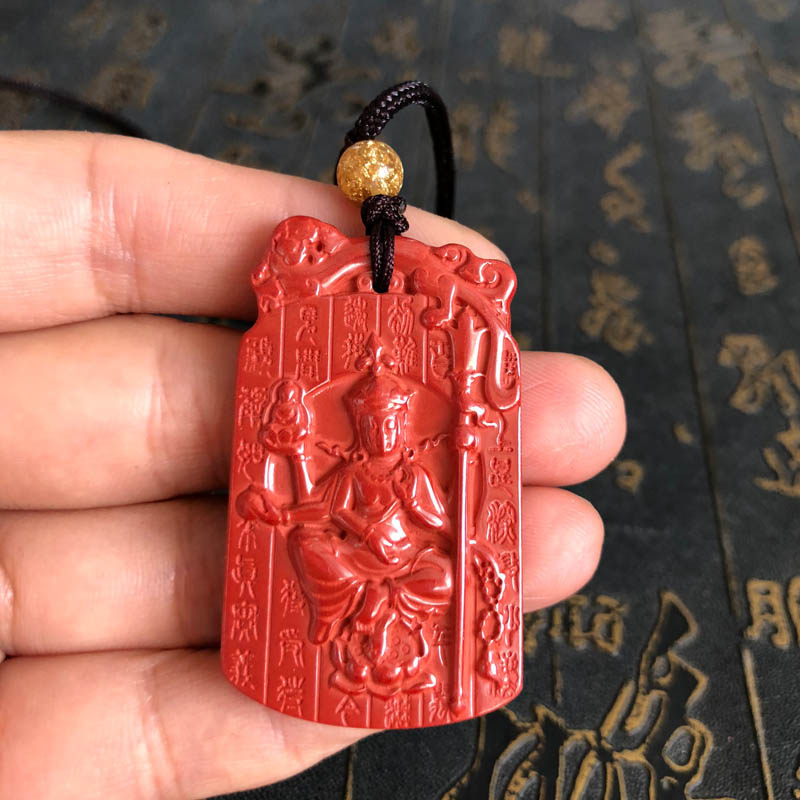 地藏王朱砂本命年证书护身符项链