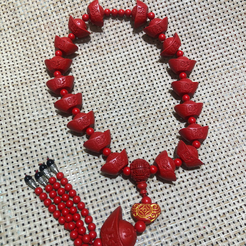 朱砂手链台湾朱砂帝王红本命年发财大元宝福袋手链转运车挂送证书