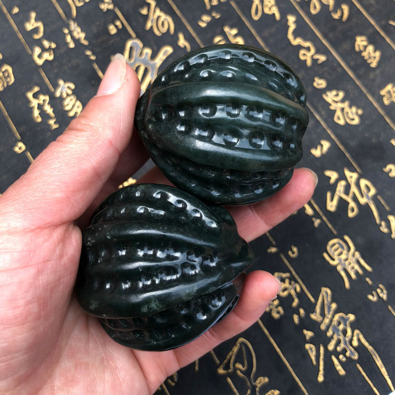 核桃手球健身球和田玉青玉手握球老年人核桃手把玩件健球玉核桃