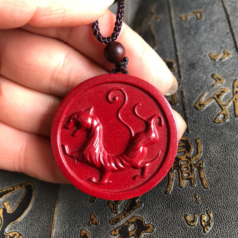 豁达客男女紫金砂老虎玉佩项链