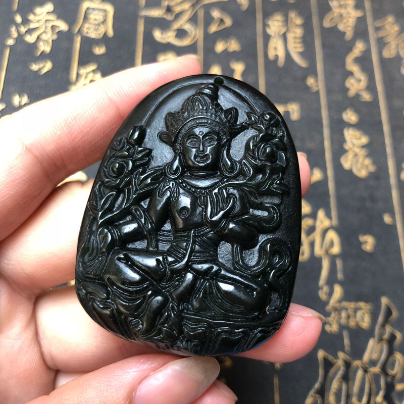 天然和田玉男女款挂件证书黄财神