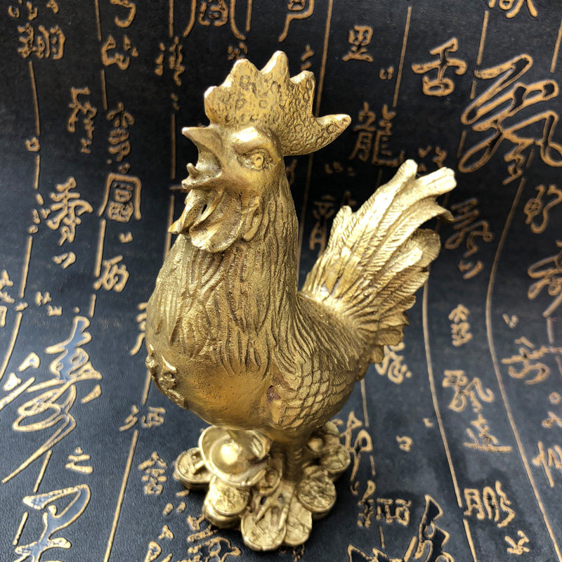 纯铜福鸡归来摆件元宝金鸡家居摆件送证书