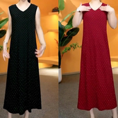连衣裙女宽松遮肉背心裙洋气显瘦打底裙子 无袖 中年时尚 百搭中长款