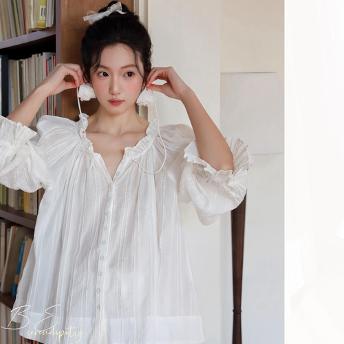 公主风纯棉白色高级感睡衣女长袖甜美韩系套装春秋新款家居服