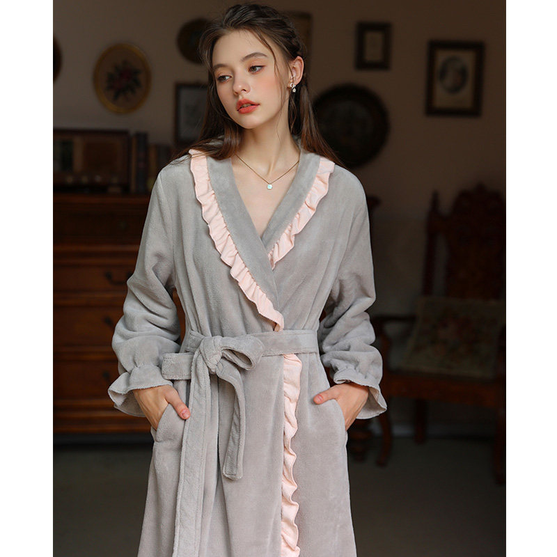 秋冬女士法兰绒睡袍女冬季珊瑚绒睡裙性感浴袍睡衣长款加厚家居服,女士内衣/男士内衣/家居服,睡袍/浴袍,淘宝优惠券,粉丝福利购,淘宝优惠卷