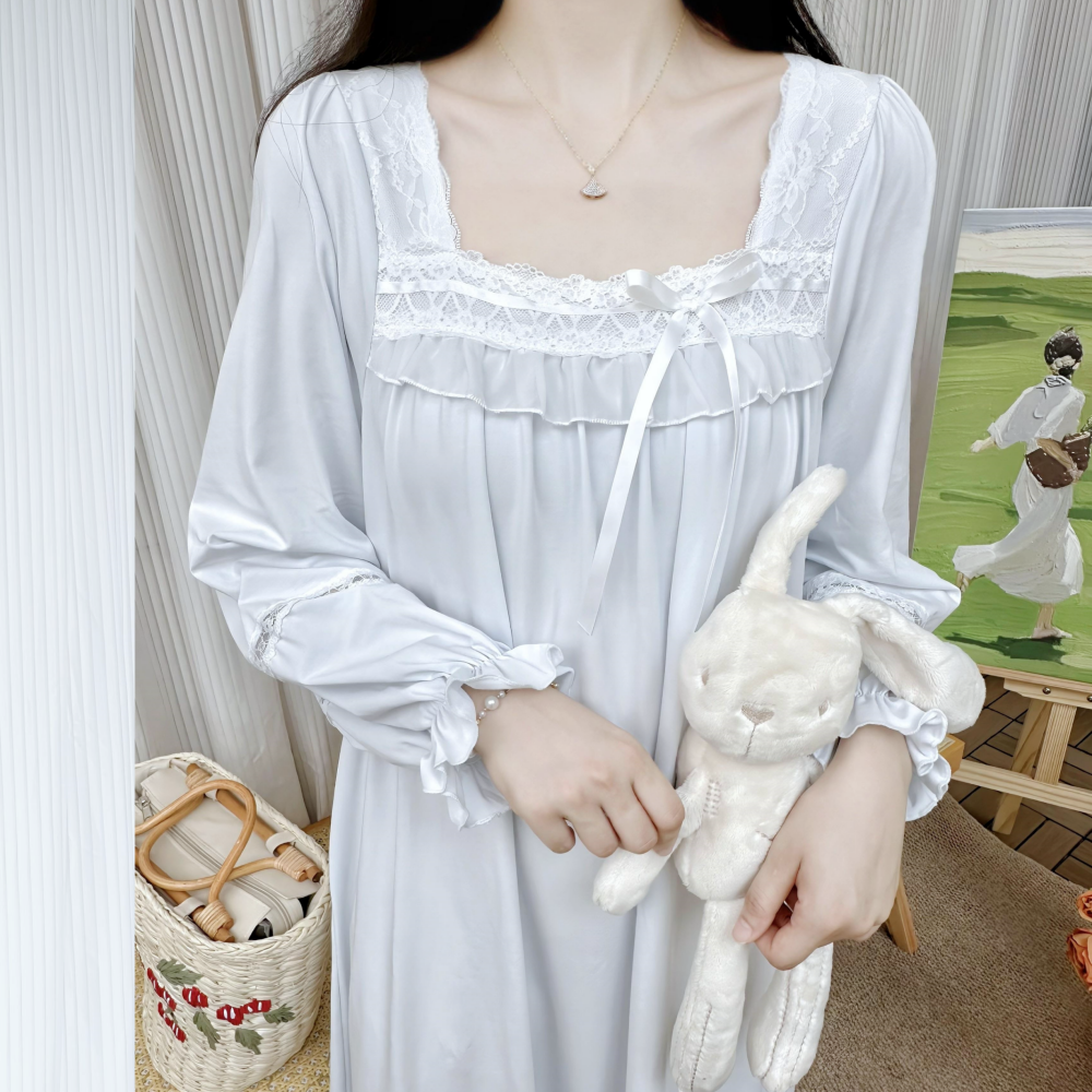 2025新款法式宫廷纯棉睡衣女春秋季长袖复古高级感公主风仙女睡裙