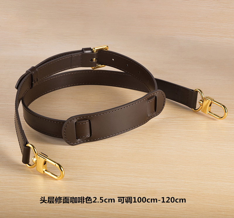 适用lv speedy25/30棋盘格旅行包可调节头层牛皮咖啡色包带子肩带