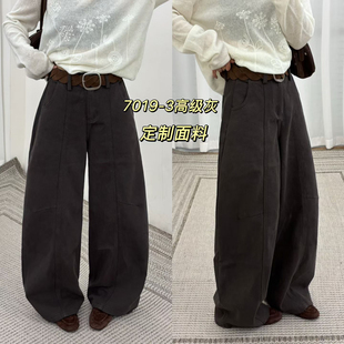 女宽松显瘦休闲拖地裤 7019 高腰显瘦加绒弯刀裤 新款 3欧货2025冬季