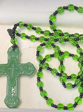 十字架项链仿马来玉十字架吊坠