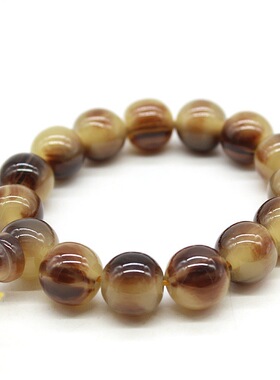 仿蜜蜡牛角手链佛珠手串