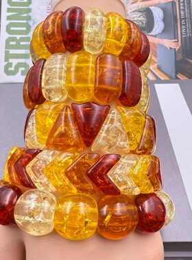 抖音小红书花珀鱼骨V形手牌