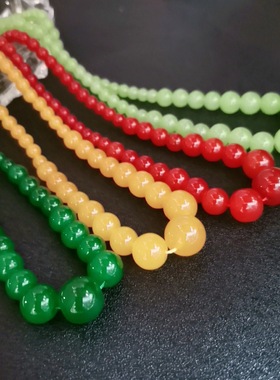 新款水晶绿玉塔链项链系列仿红玛瑙绿玛瑙系列玻璃塔链直播福利品