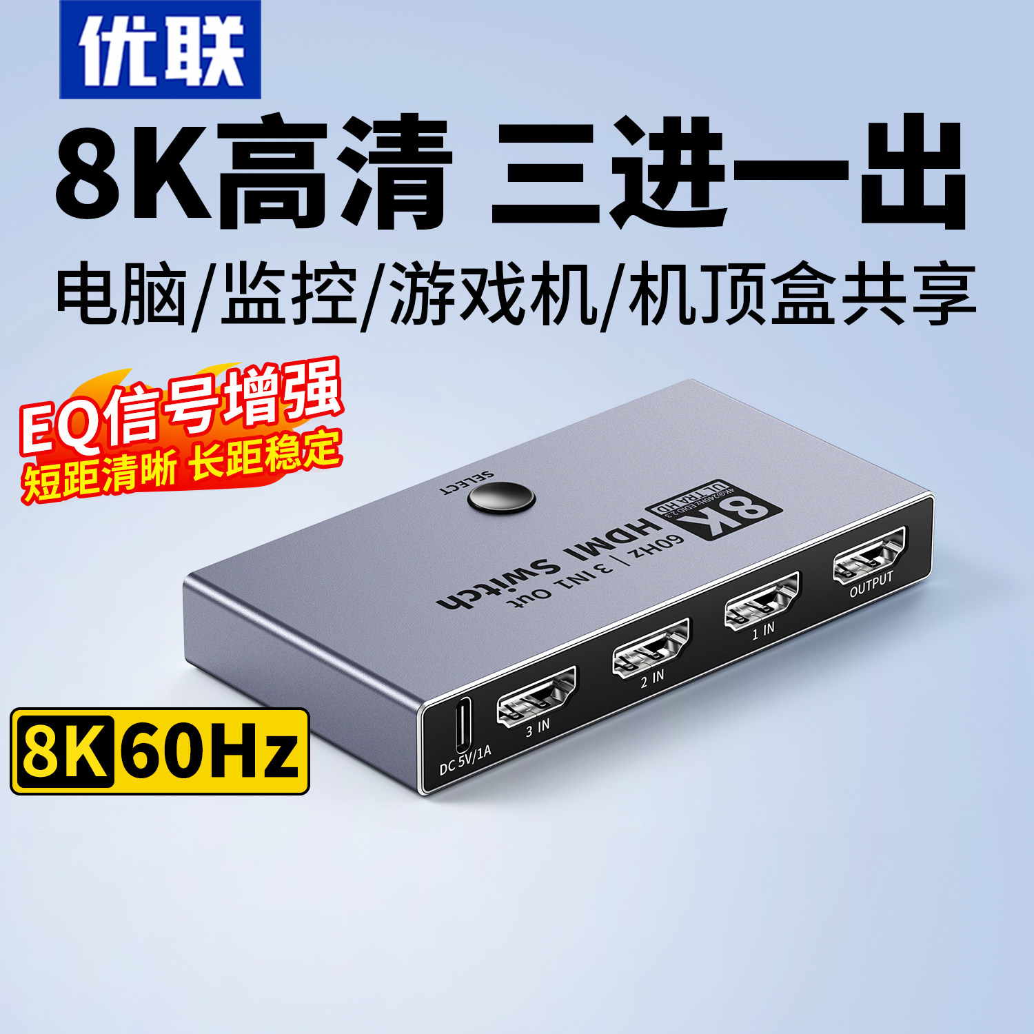 优联HDMI2.1版三进一出8K切换器图片